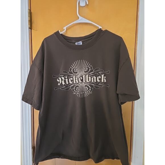 VTG Nickelback 2006 All the Right Reasons Tour T Shirt Adult XL Brown Retro Rock - Picture 1 of 6